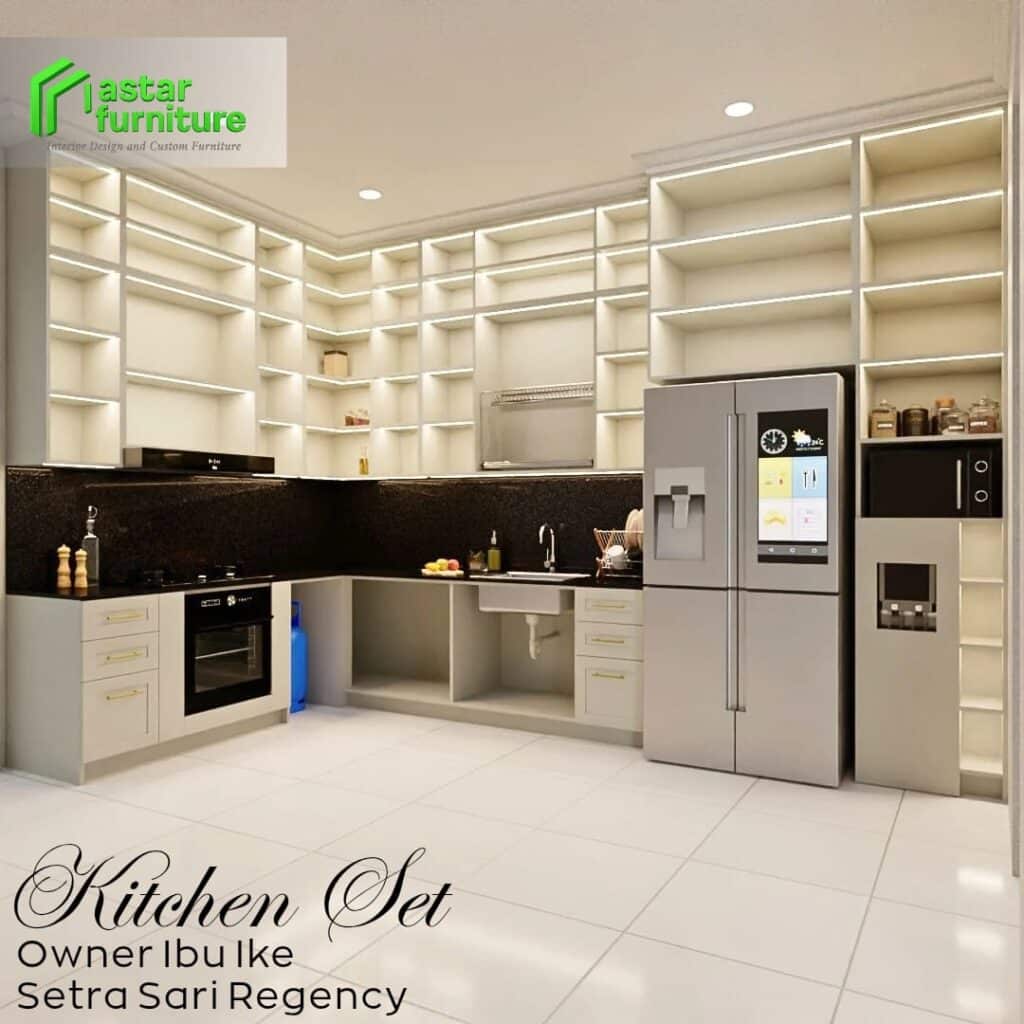 kitchen set minimalis dengan rak terbuka